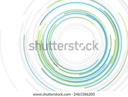 Blue and green HUD circles futuristic abstract minimal background. Vector linear design