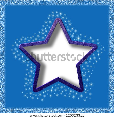 Sparkle star on blue card with blank copyspace beneath