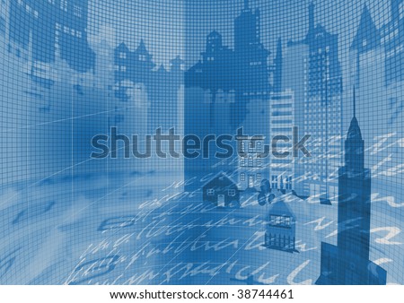 Cityscape with message illustration