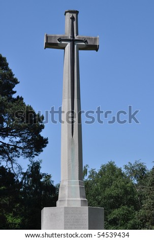 Military Memorial Cross In Cemetery Remembering The Great War Stock ...