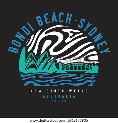 Australia beach surf typography, tee shirt graphics, vectors