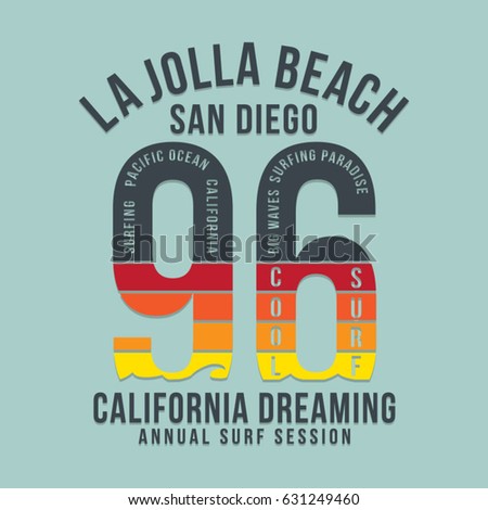 California dreaming surf typography, tee shirt graphics, vectors