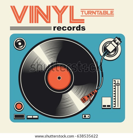 Vinyl disk music illustration, typography, music tee shirt graphics, vectors