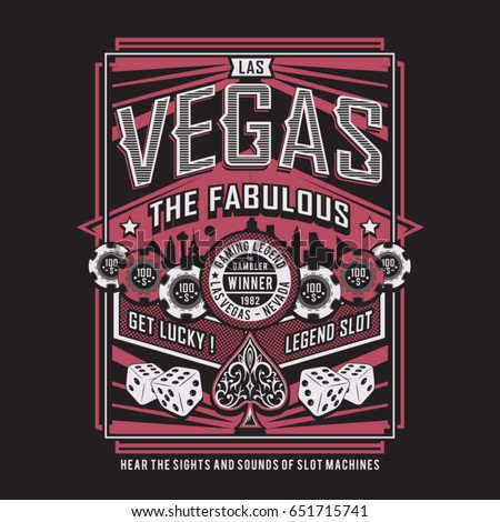 Las Vegas gaming poker typography, tee shirt graphics, vectors