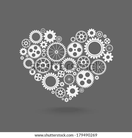 heart with gears, vector background