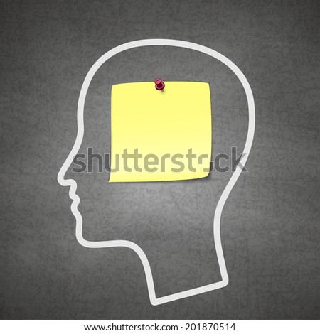 Raster version of Head notes with a blank yellow paper note as a business reminder as a to do list.
