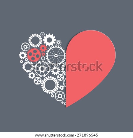 heart with gears, vector background for your design