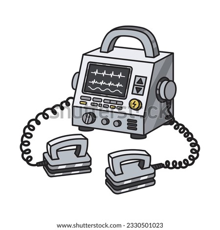 defibrillator device tool schematic vector illustration. Medical science educational illustration