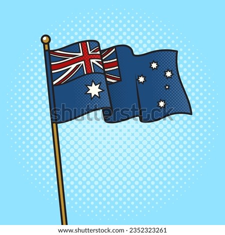 Flag of Australia pinup pop art retro vector illustration. Comic book style imitation.