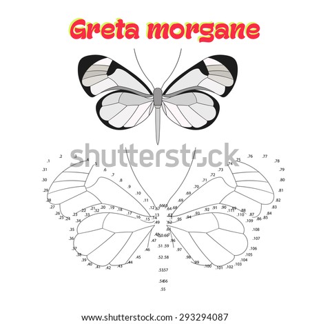 Educational game for children connect the dots to draw butterfly vector illustration