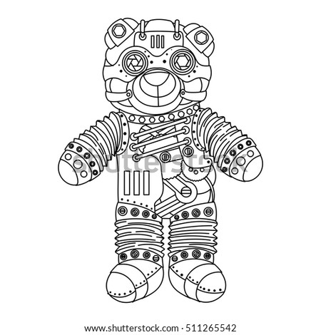 Download Steampunk Style Bear. Mechanical Animal. Coloring Book For ...