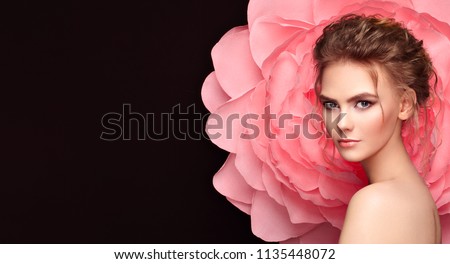 Similar – Image, Stock Photo Blonde woman with flowers on the countryside.