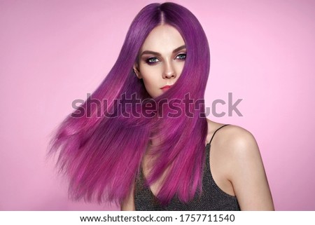 Similar – Image, Stock Photo Girl with purple hair