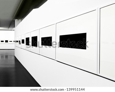 Interior of a modern exhibition hall. Exhibition. Panorama.