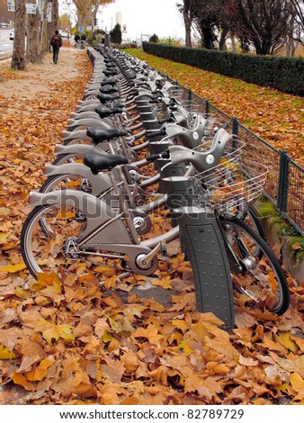Bikes for rent. Paris in the autumn.