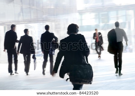 People Walking to Work. Office Workers, Motion Blur.
