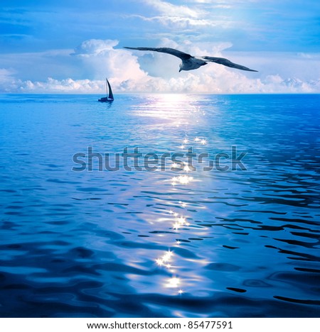 Similar – Image, Stock Photo Sailboat on sea under blue sky in daytime