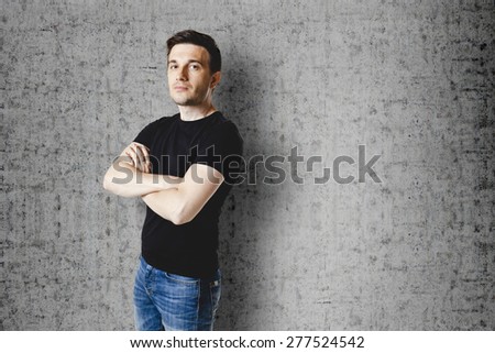 casual man in black t-shirt