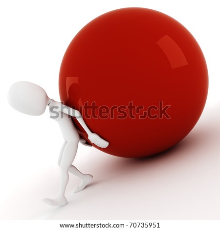 3d Man Pushing A Ball Up Hill Stock Photo 70735951 : Shutterstock