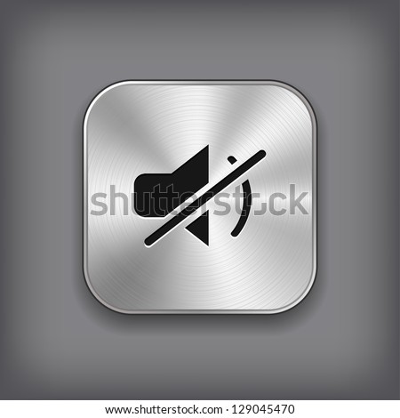 Mute icon - vector metal app button