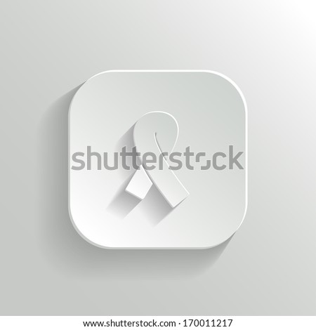 Breast Cancer Icon - Vector White Button with Shadow