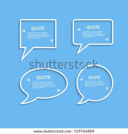 Quote outline speech bubble set, vector template