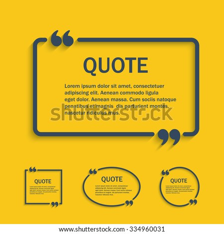 Quote line text box with commas set , vector template