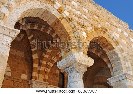 Ancient ornate arab arches in Brindisi, Puglia, Italy