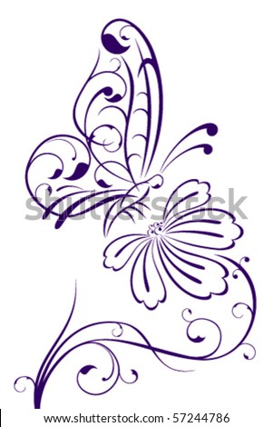 Abstract Butterfly On Flower Stock Vector Illustration 57244786 ...