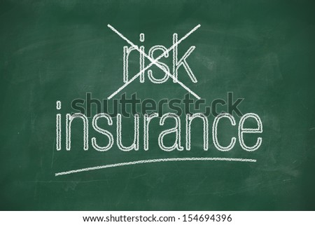 Risk crossed out with insurance concept on chalkboard