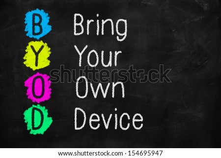 Bring Your Own Device with white chalk on blackboard.