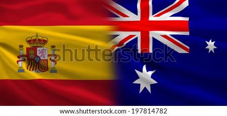 Spain vs Australia flags concept for soccer (football) matches