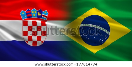 Croatia vs Brazil flags concept for soccer (football) matches