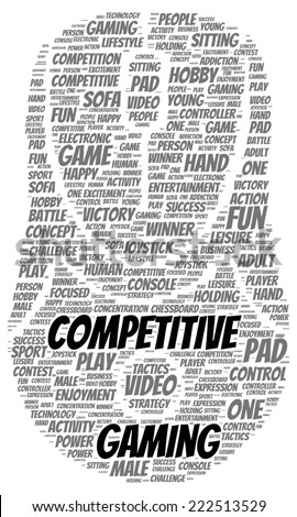 Competitive gaming word cloud shape concept