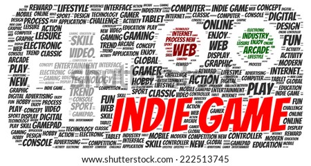 Indie game word cloud shape concept