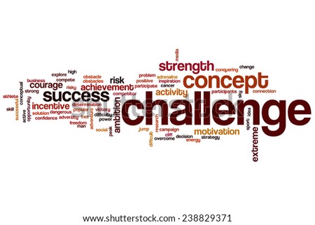 Challenge word cloud concept with strength energy related tags