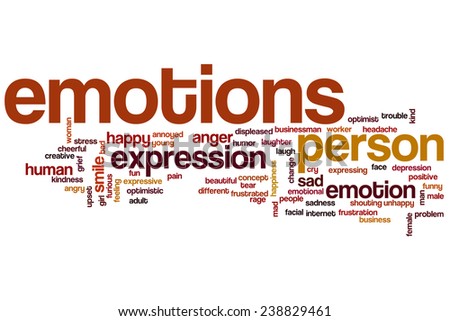 Emotions word cloud concept with happy sad related tags