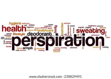 Perspiration word cloud concept with sweat health related tags
