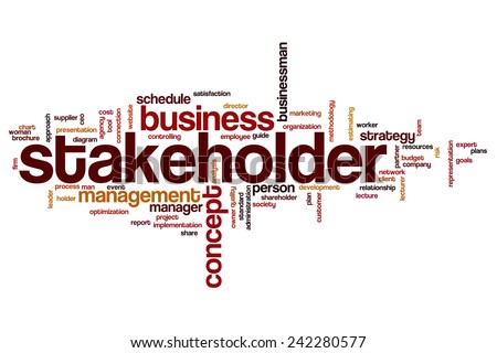 Stakeholder word cloud concept with business budget related tags