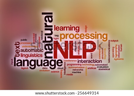 Natural language processing word cloud concept with abstract background