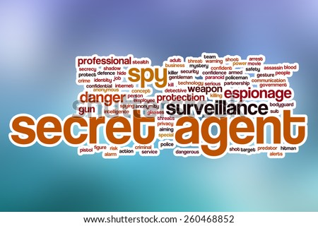 Secret agent word cloud concept with abstract background
