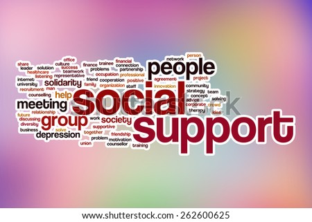 Social support word cloud concept with abstract background