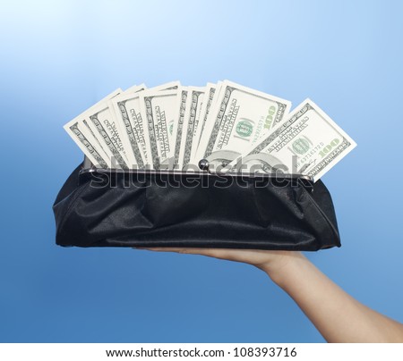 purse with money on hand
