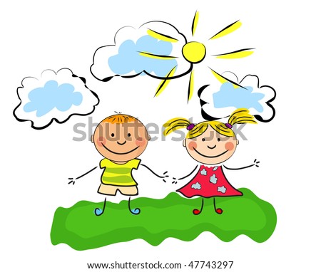 Happy Kids. Stock Vector Illustration 47743297 : Shutterstock