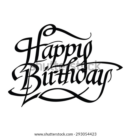 Happy Birthday Hand Drawn Lettering. Congratulation Design Text. Vector ...
