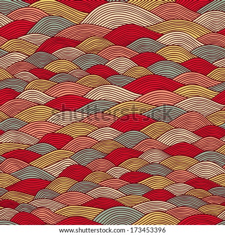 seamless abstract hand-drawn pattern, waves background. Seamless pattern can be used for wallpaper, pattern fills, web page background,surface textures. Gorgeous seamless floral background