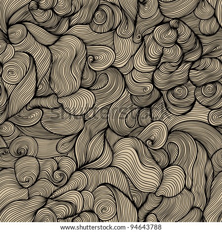 seamless abstract hand-drawn pattern, waves background