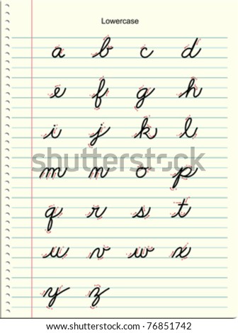 Lower Case Handwriting Guide Stock Vector Illustration 76851742 ...