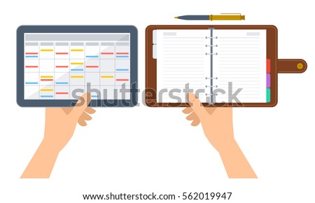 Similar – Image, Stock Photo Opened daily planner notebook with blank pages