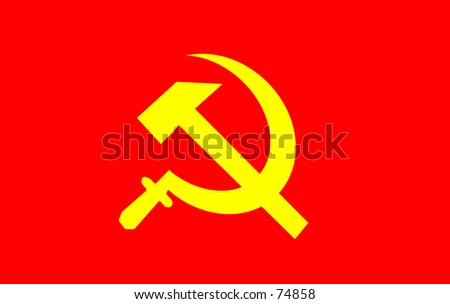 Yellow Hammer And Scythe (Sickle) Against Red Background. Number One ...